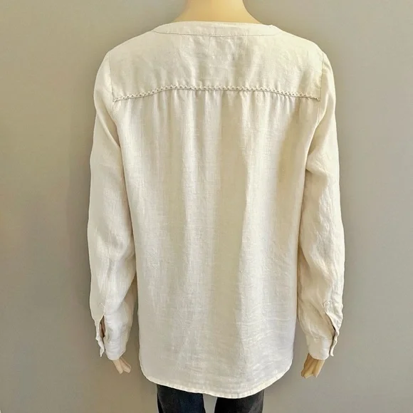 Harve Benard 100% Linen Minimalist Casual Relaxed Fit Button  Down Shirt Blouse. - Picture 6 of 14